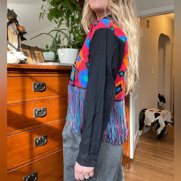 1980s western Saisa button down with attached vest - Picture 6 of 11